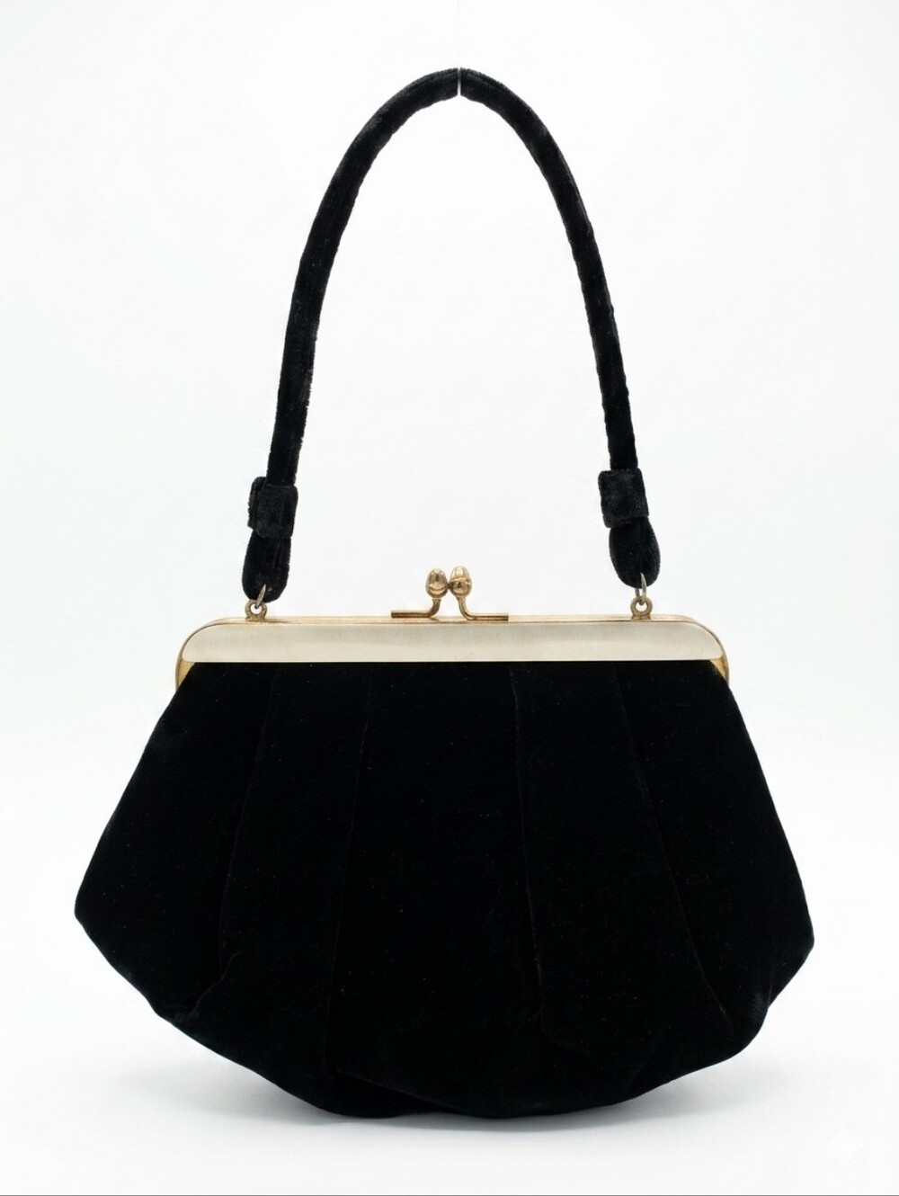 Vintage Garay Velvet & Mother of Pearl Frame Clutch Bag